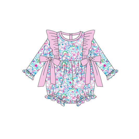 LR1293 Baby Girls Colorful Flower Print Long Sleeve Romper Preorder