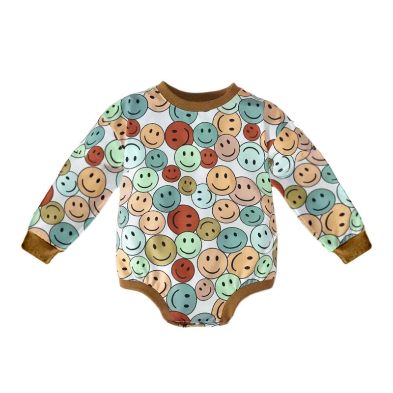 LR1296 Baby Boys Smile Long Sleeve Bubble Romper Preorder