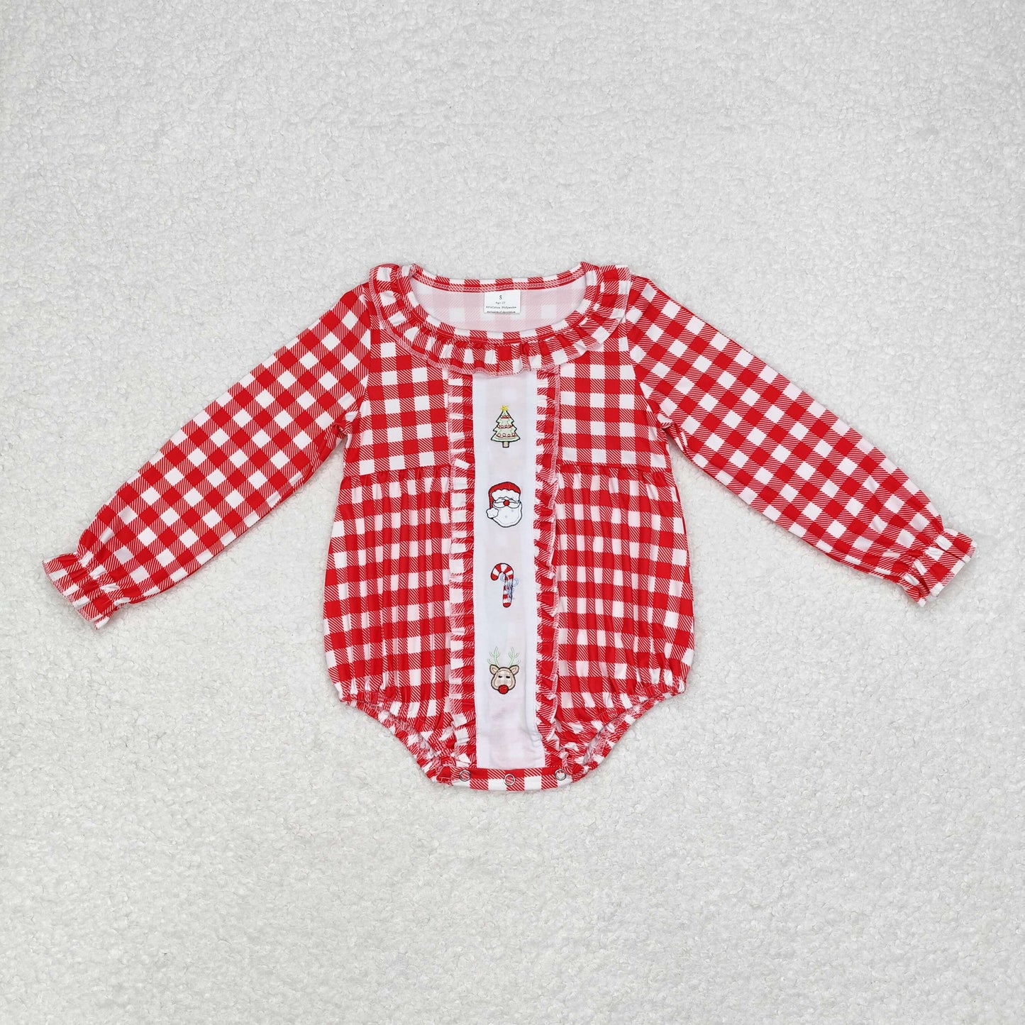 Baby Girls Sibling Sister Christmas Santa Candy Cane Red Gingham Clothing