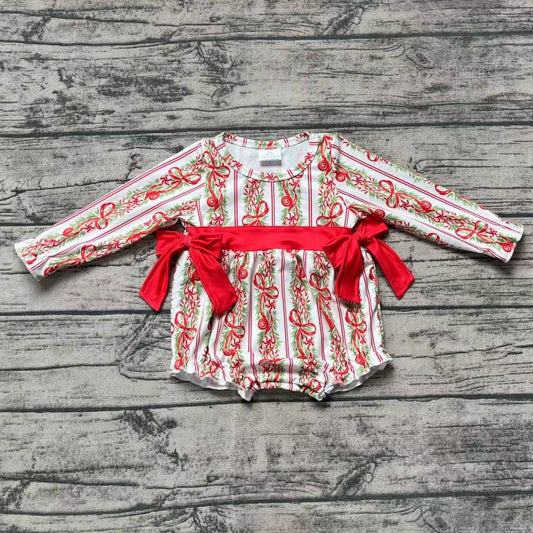 Baby Girls Christmas tree leaf Bow Romper Preorder