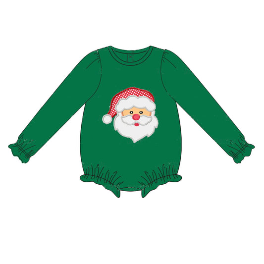 LR1308 Baby Girls Christmas Santa Green Romper Preorder