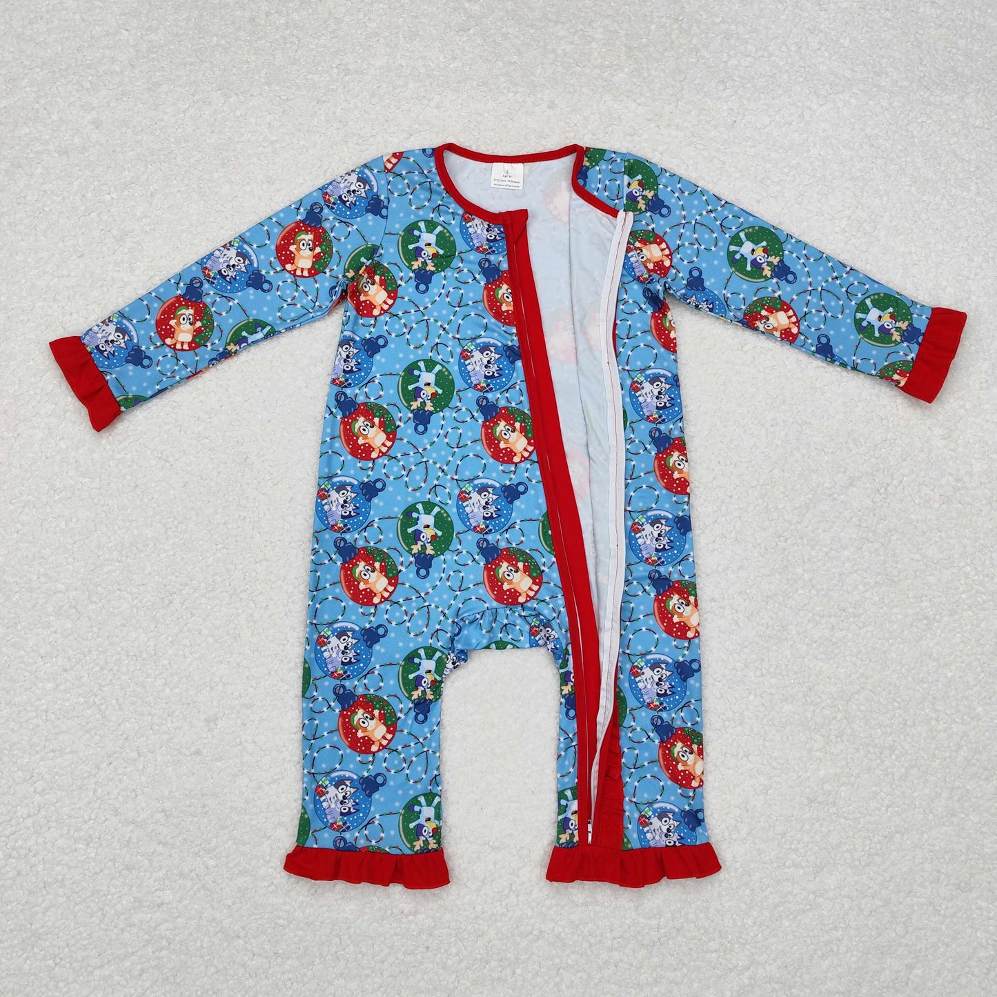 Sibling Girls Boys Christmas Cartoon Dog Pajamas and Romper