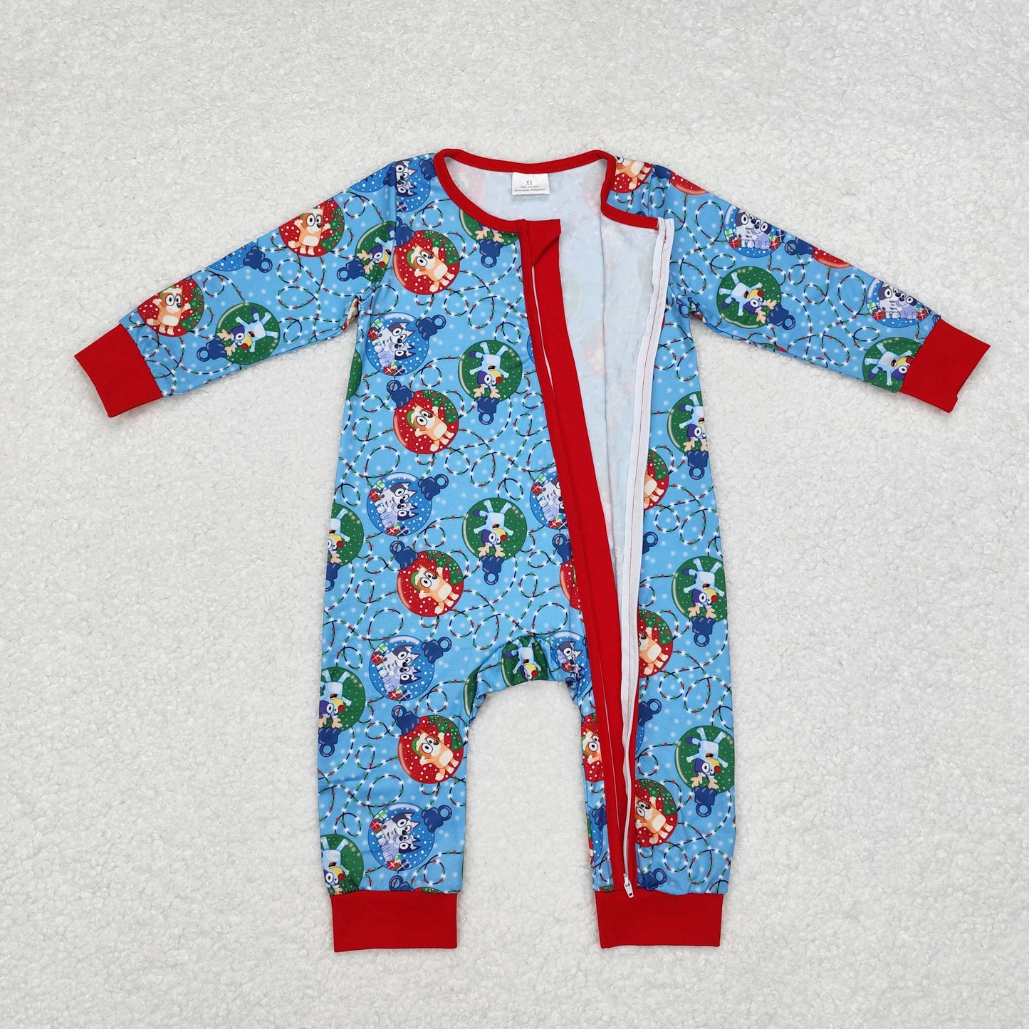 Baby Boys Christmas Cartoon Dog Zipper Romper