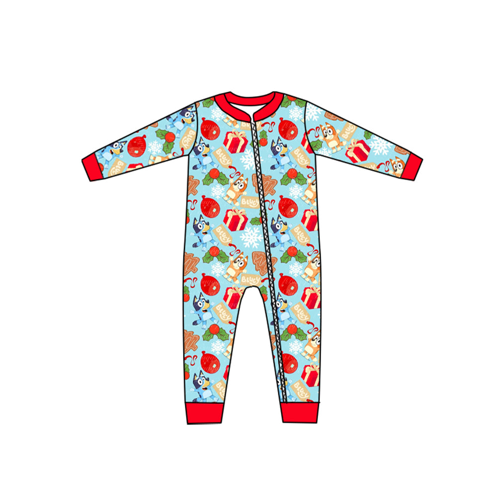 LR1318 Newborn Baby  Christmas Party Cartoon Dog Romper Preorder