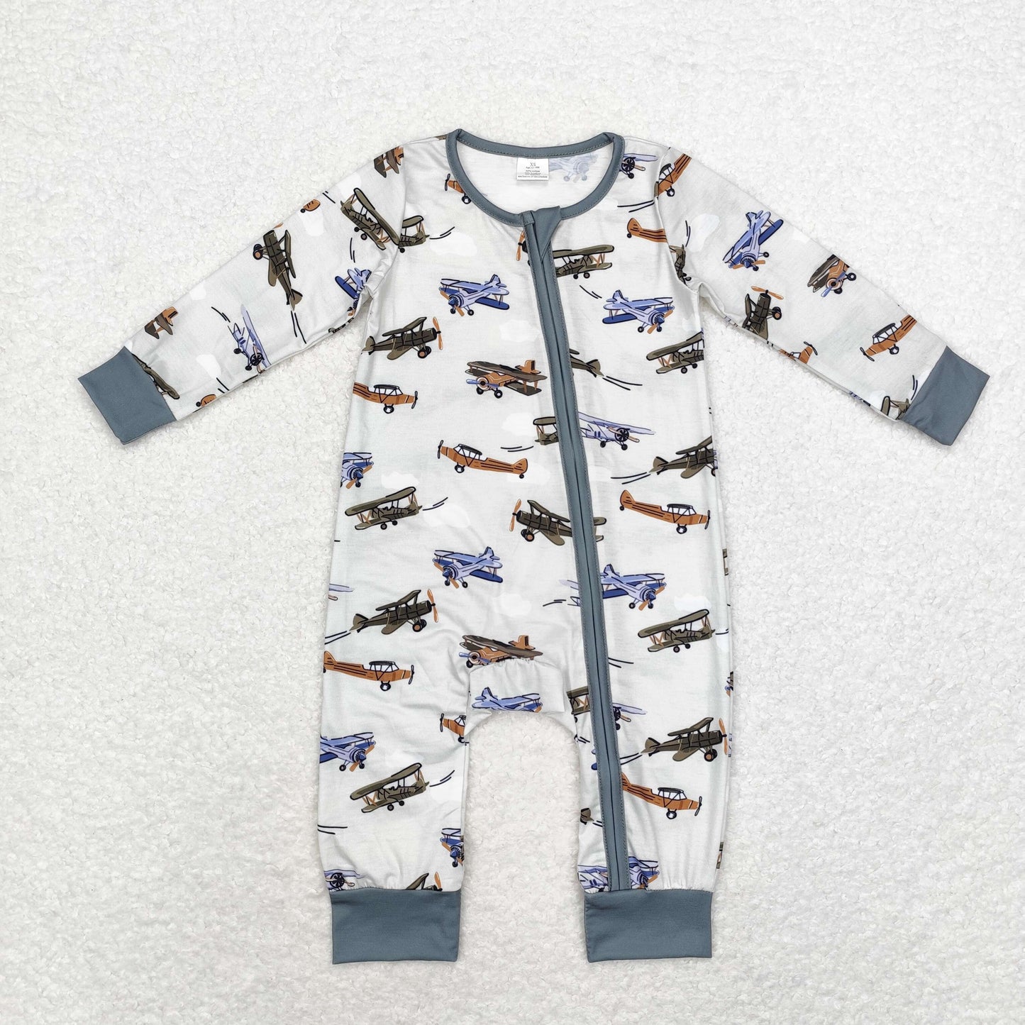 Baby Boys Brother Jet Aircraft Bamboo Pajama Set and Romper