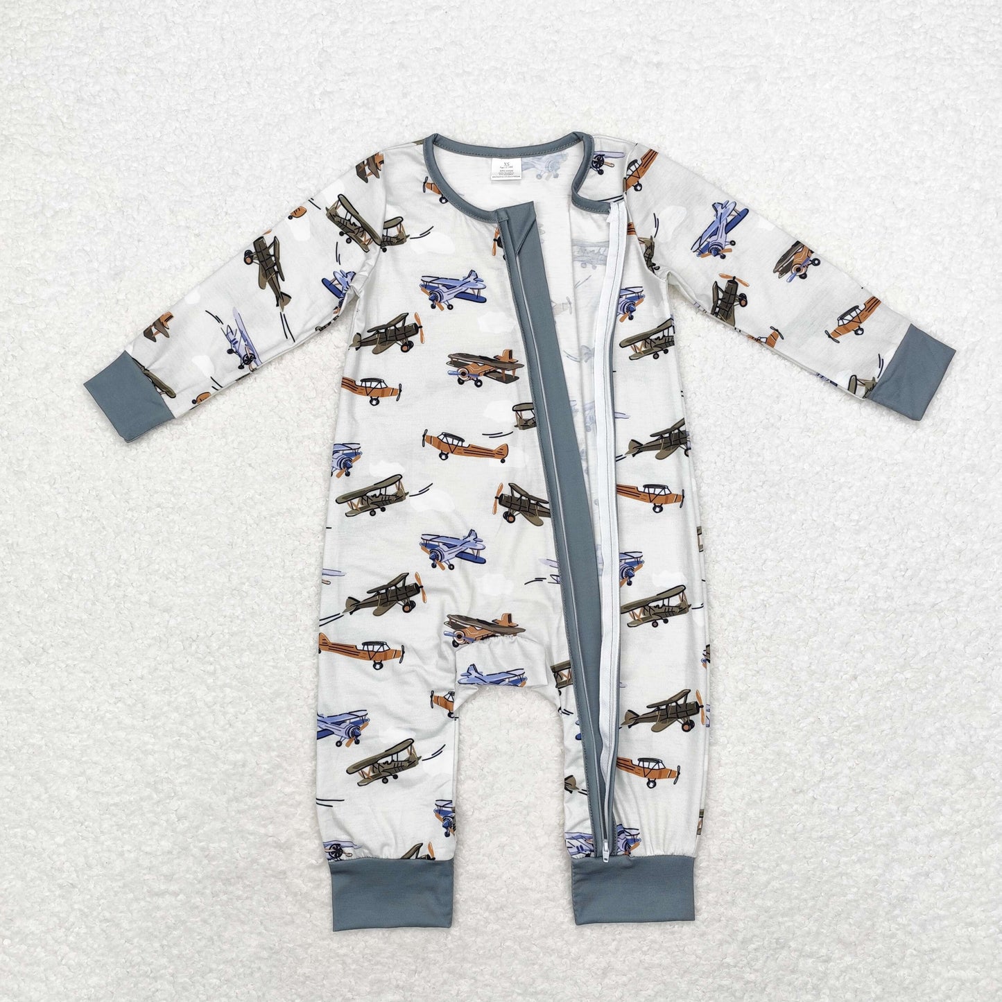 Baby Boys Brother Jet Aircraft Bamboo Pajama Set and Romper