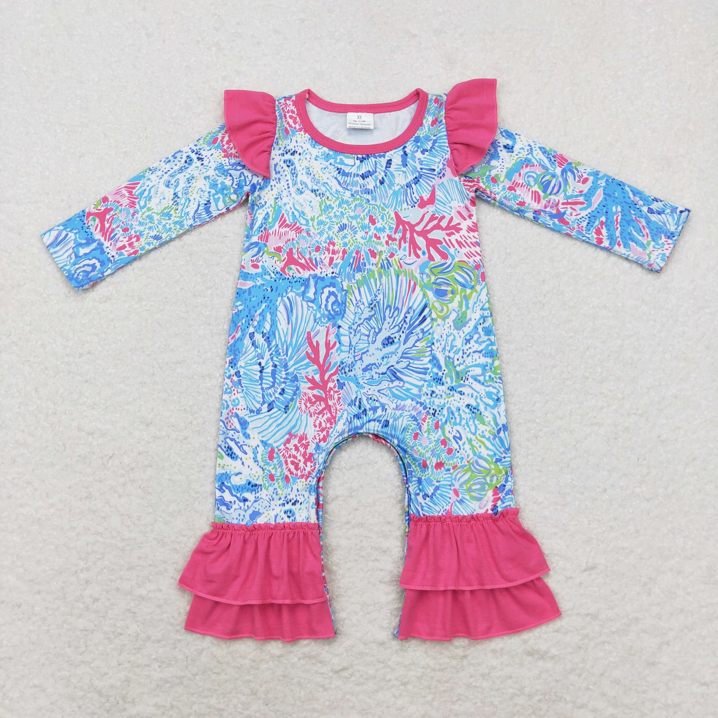 Baby Girls Pink Seaweed Sibling Rompers Clothes Sets