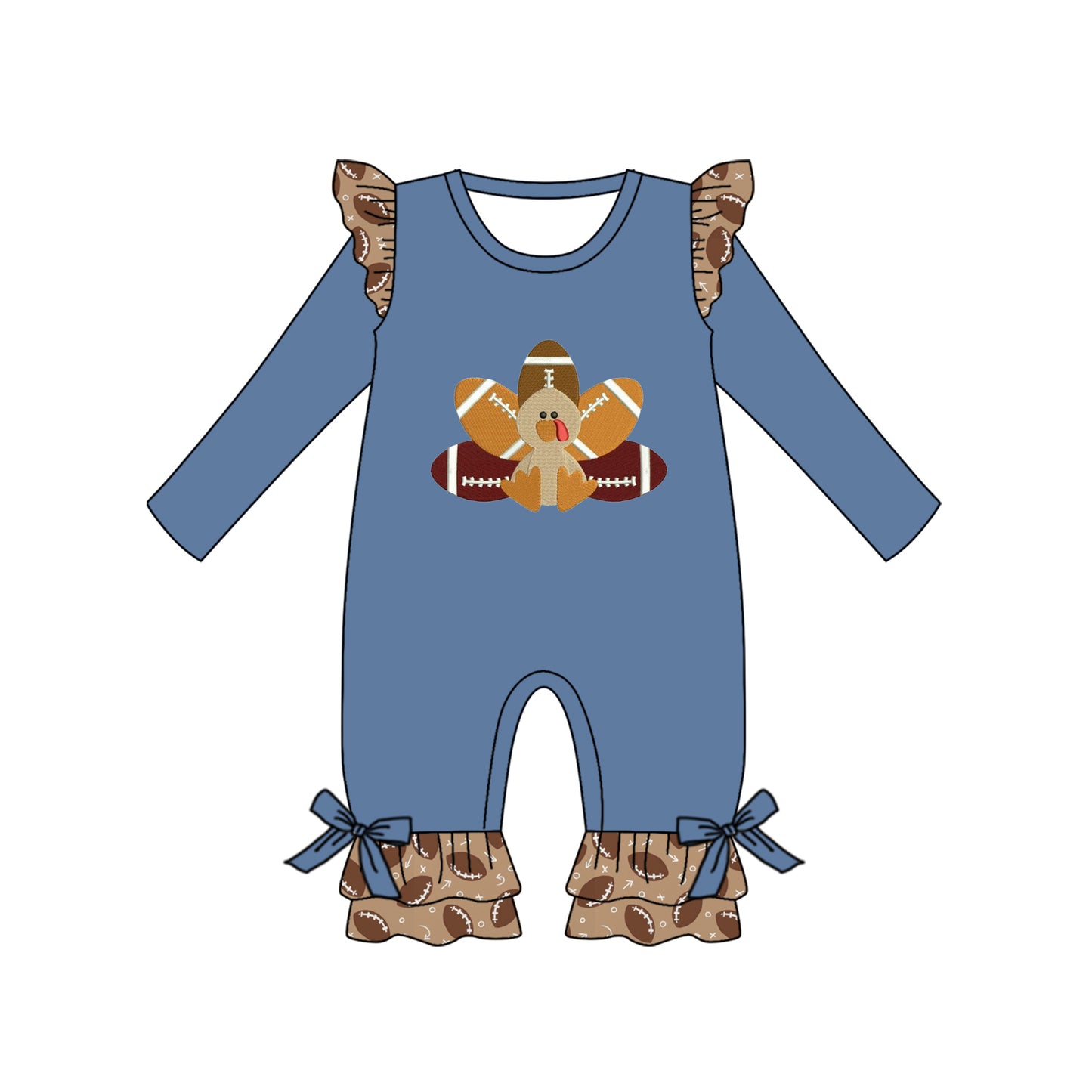 LR1328 Baby Girls Thanksgiving Turkey Romper Preorder