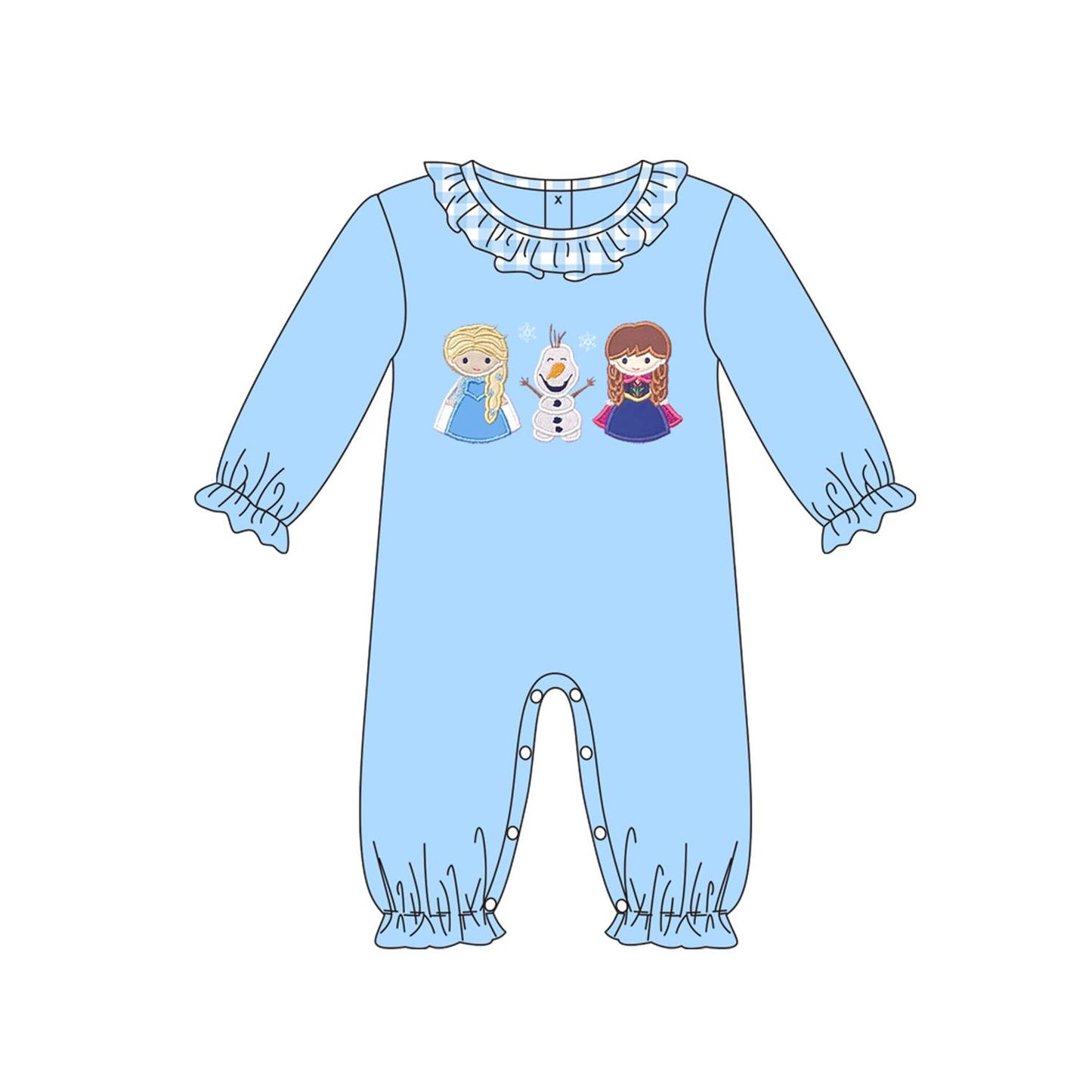 LR1342 Baby Girls Princess Blue Long Sleeve Romper Preorder