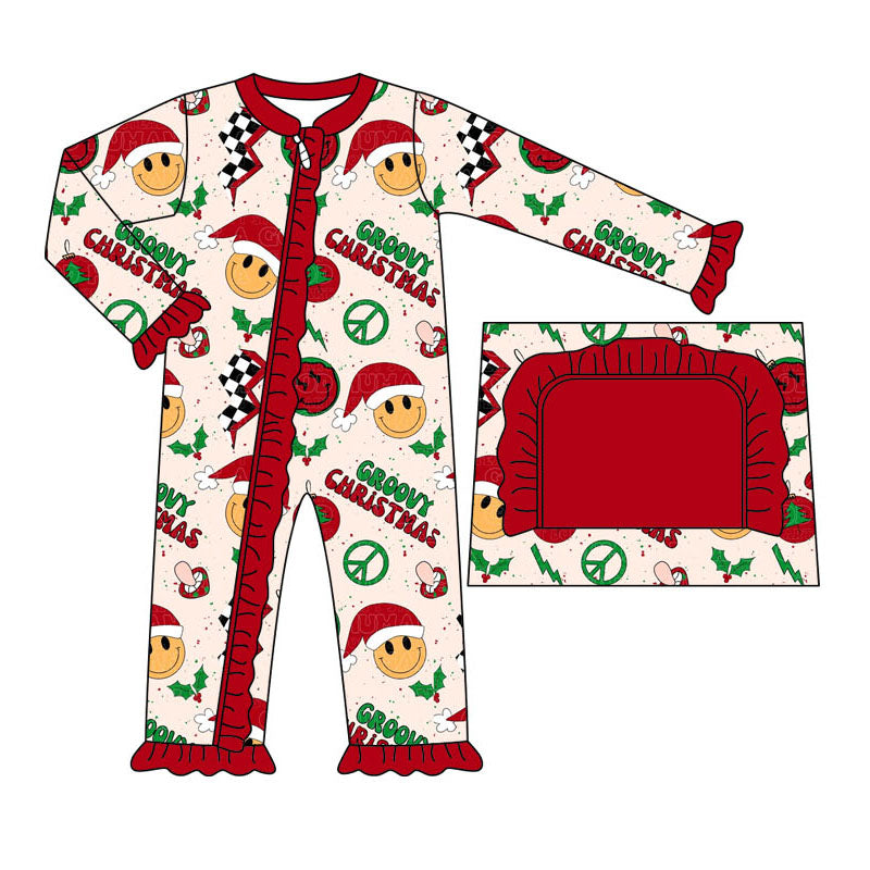 LR1348 Baby Girls Christmas Groovy Zipper Romper Preorder