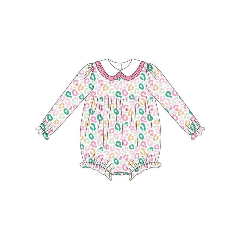 LR1352 Baby Girls Colorful Leoaprd Long Sleeve Dress Preorder