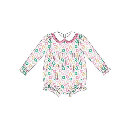 LR1352 Baby Girls Colorful Leoaprd Long Sleeve Dress Preorder