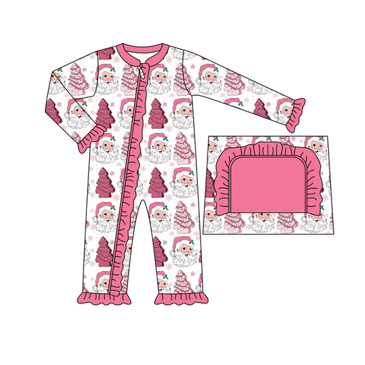 LR1358 Baby Girls  Christmas Santa Zipper Romper Preorder