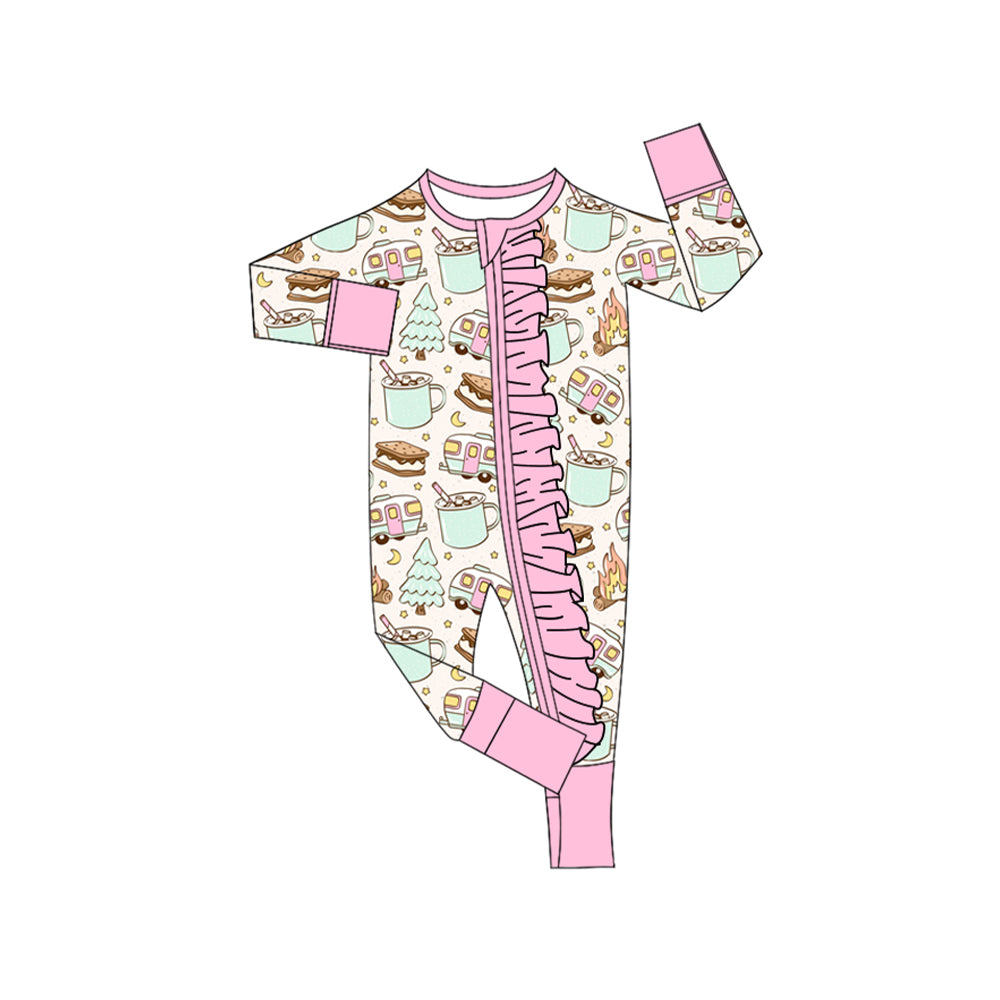 LR1359 Baby Girls Christmas Glamping Zipper Romper Preorder