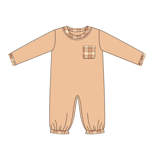 LR1360 Baby Boys Light Brown Long Sleeve Romper