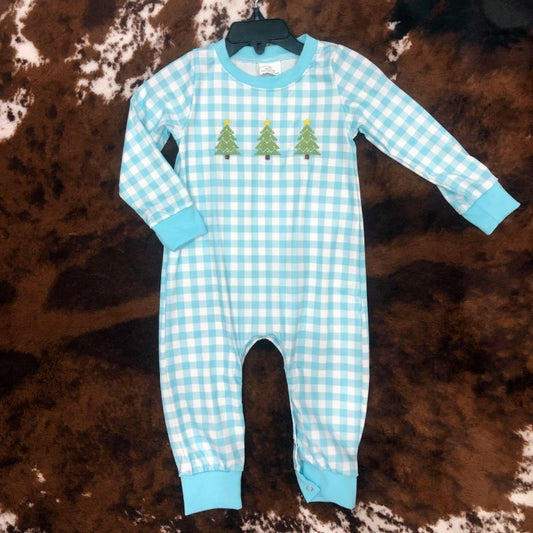 Baby Boys Christmas Treee Embroidery Romper