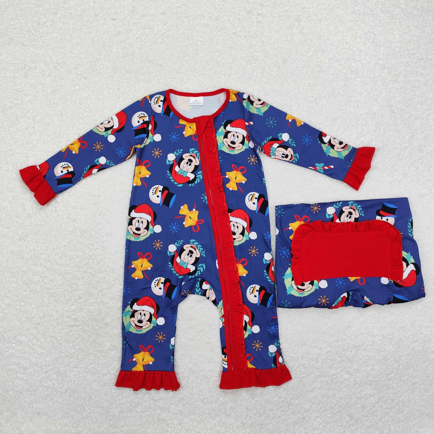 Baby Girls Boys Sibling Christmas Cartoon Mouse Pajama and Romper