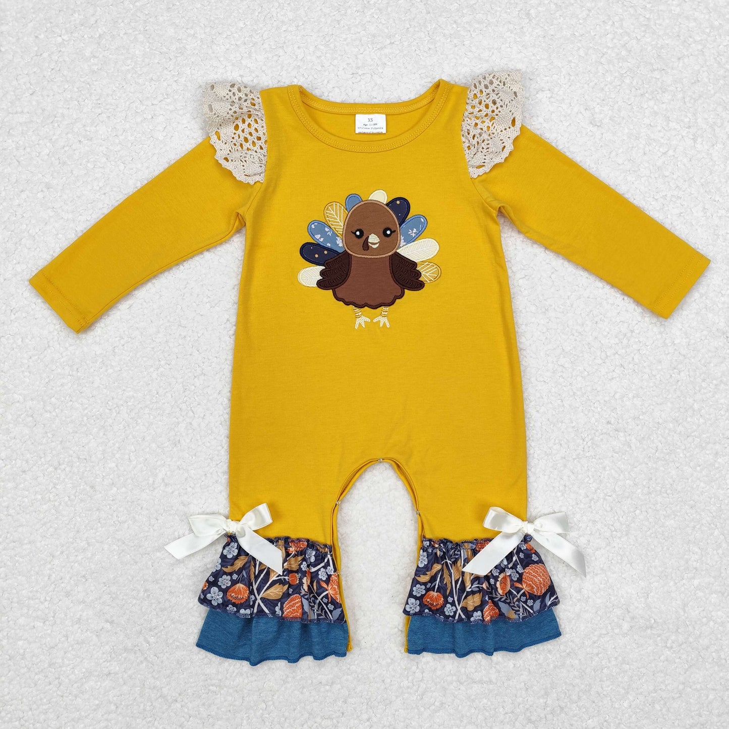 Baby Girls Sister Thanksgiving Turkey Outfit and Romper