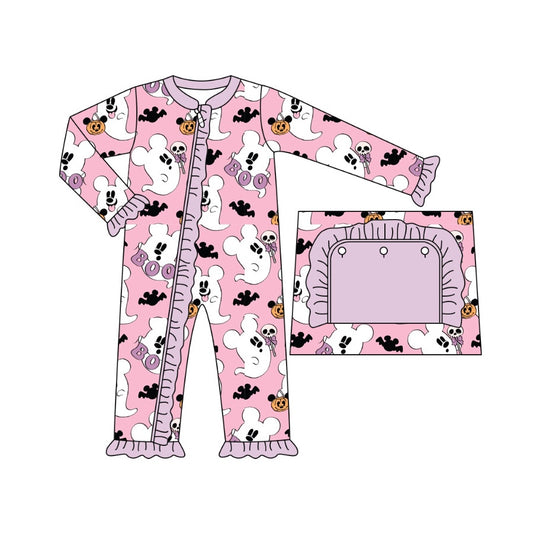 LR1424 Newborn Baby Girls Halloween Ghost Boo Romper Pre-order