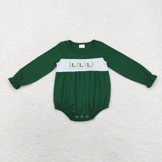 LR1466 Baby Girls Mallard Green Bubble Romper