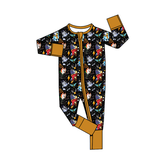 LR1467 Baby Boys Halloween Cartoon Dog Long Sleeve Zip Romper Preorder