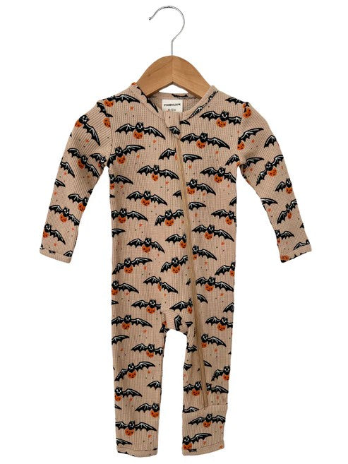 LR1468 Baby Boys Halloween Bat Long Sleeve Zip Romper Preorder