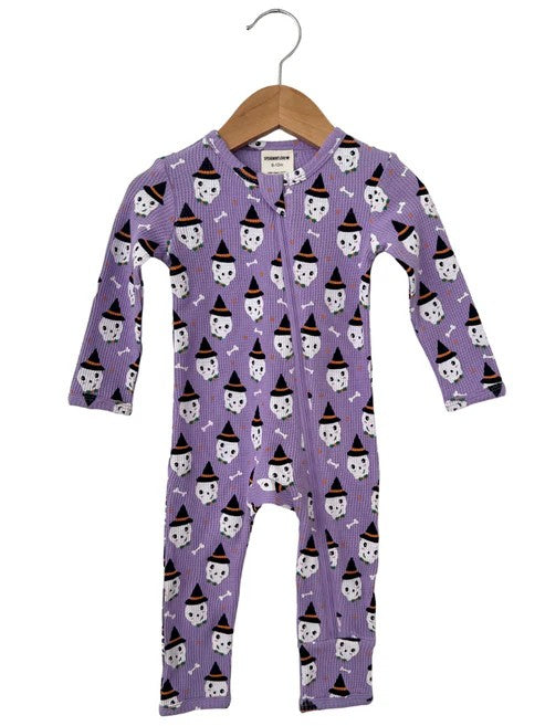 Baby Boys Halloween Long Sleeve Purple Zip Romper Preorder