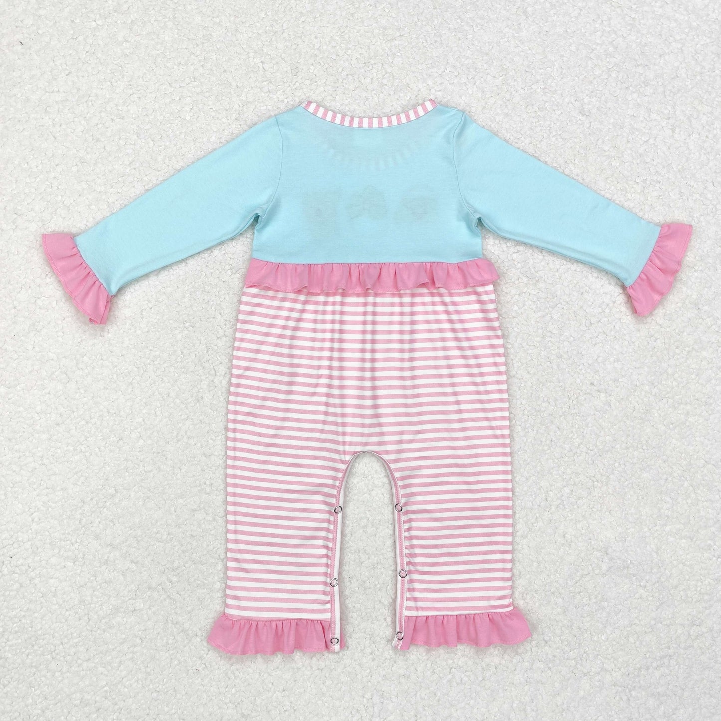 Toddler Girls Sister Christmas Santa Elk Pink Striped Outfit and Romper