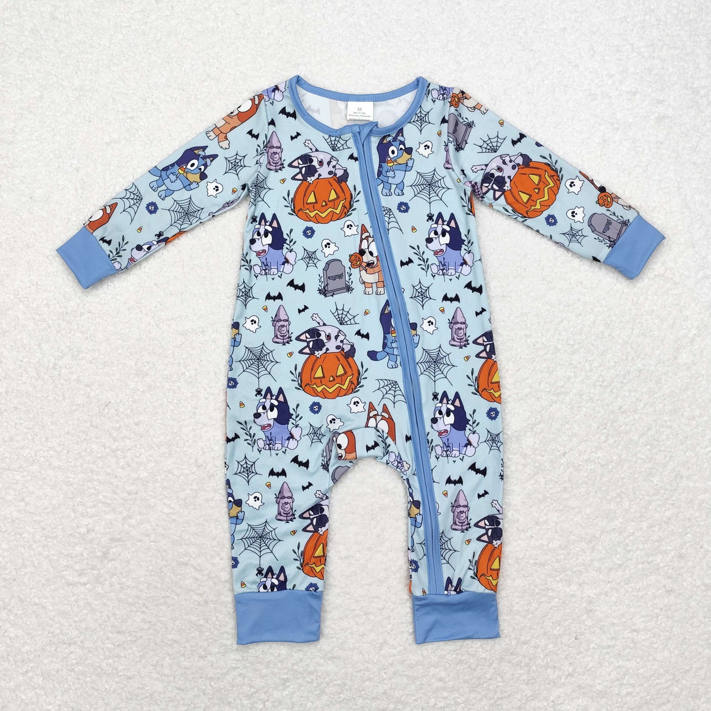 Baby Boys Brother Cartoon Dog Halloween Pumpkin Pajama and Romper