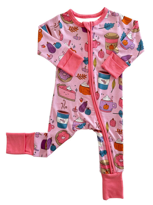 LR1499 Baby Girls Fall Coffe Cake Romper Preorder
