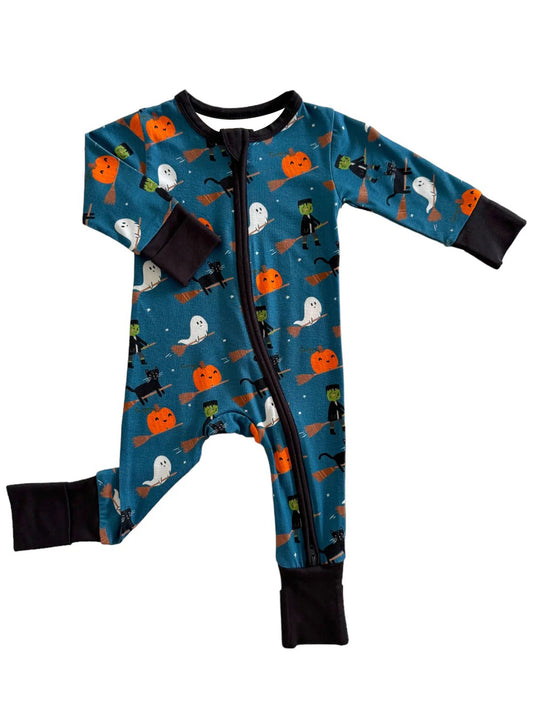 LR1503  Baby Boys Halloween Ghost Cat Pumpkin Romper Preorder