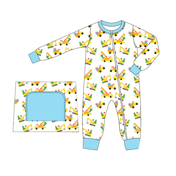 LR1536 Toddler Boys Christmas Tree Construction Romper Preorder