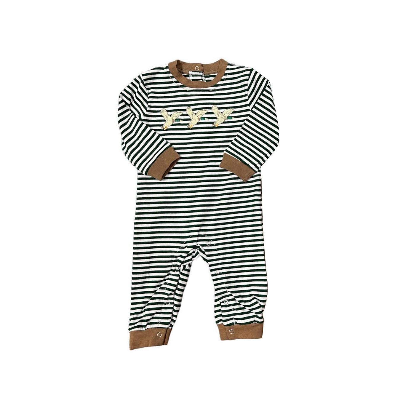 LR1539 Baby Boys Mallard Striped Long Sleeve Romper Pre-order