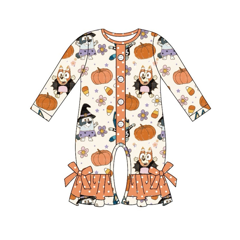 LR1541 Baby Girls Halloween Cartoon Dog Romper Pre-order