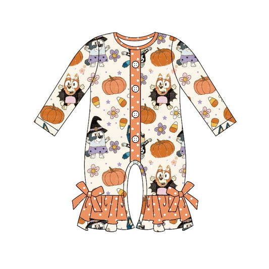 LR1541 Baby Girls Halloween Cartoon Dog Romper Pre-order