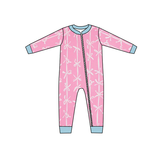 LR1552 Baby Girls  Bow Pink Color Romper Pre-order