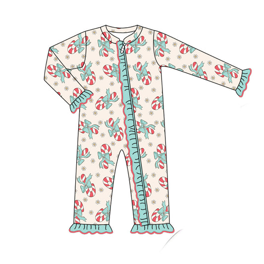 LR1558 Baby Girls Christmas Cancy Cane Romper Pre-order