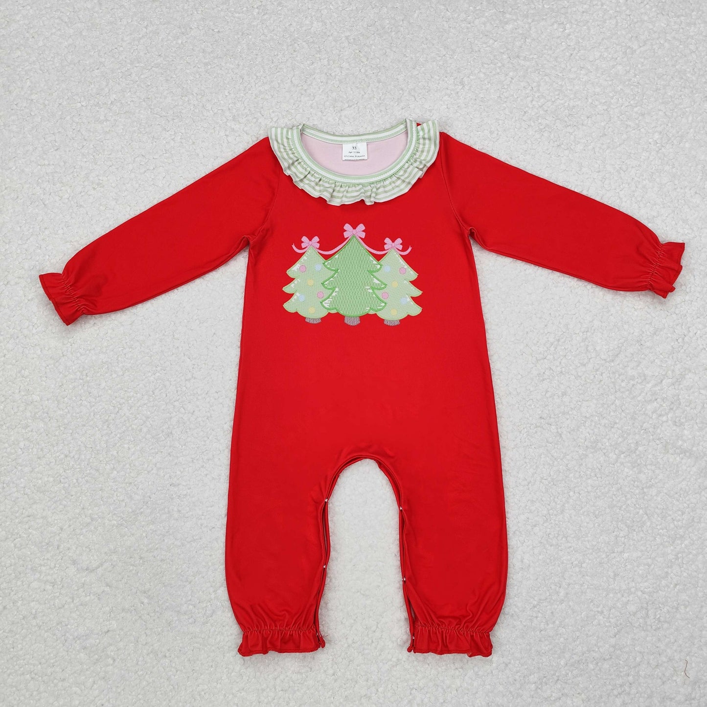 Baby Girls Christmas Tree Red Color Romper