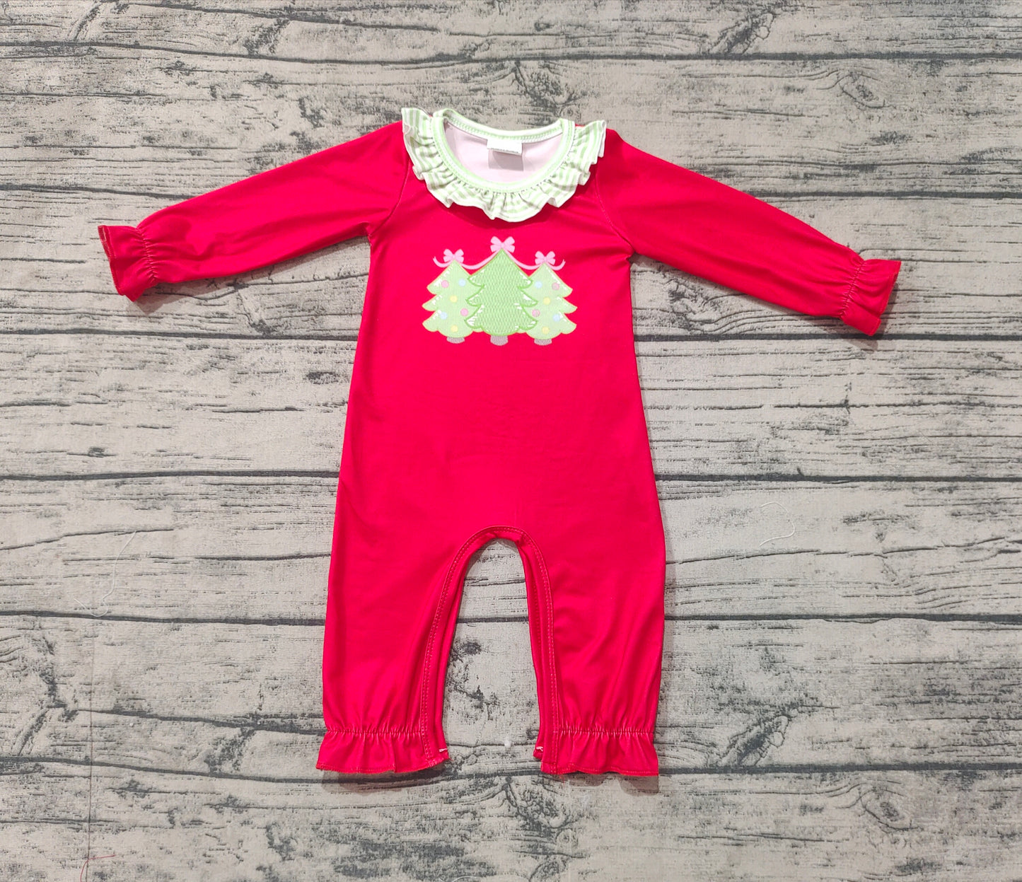 Baby Girls Christmas Tree Red Color Romper