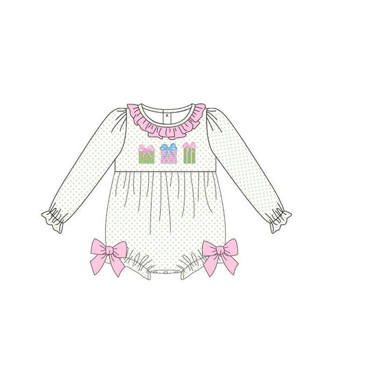 LR1565  Baby Girls Christmas Party Gift Long Sleeve Bubble Romper Pre-order