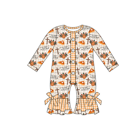 Baby Girls Thanksgiving Turkey Long Sleeve Romper Pre-order