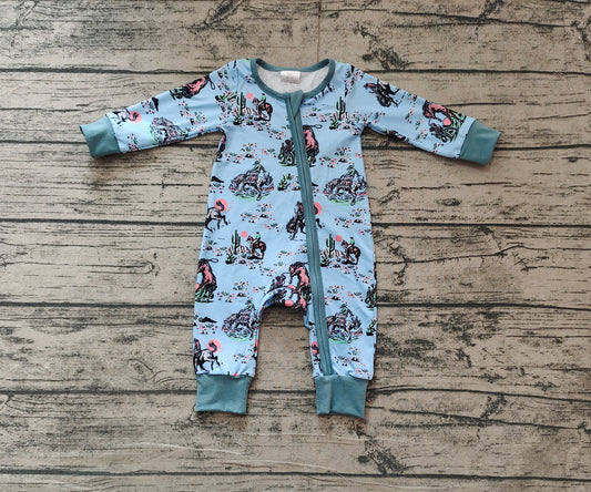 Baby Boys Western Cowboy Horse Zip Romper Preorder