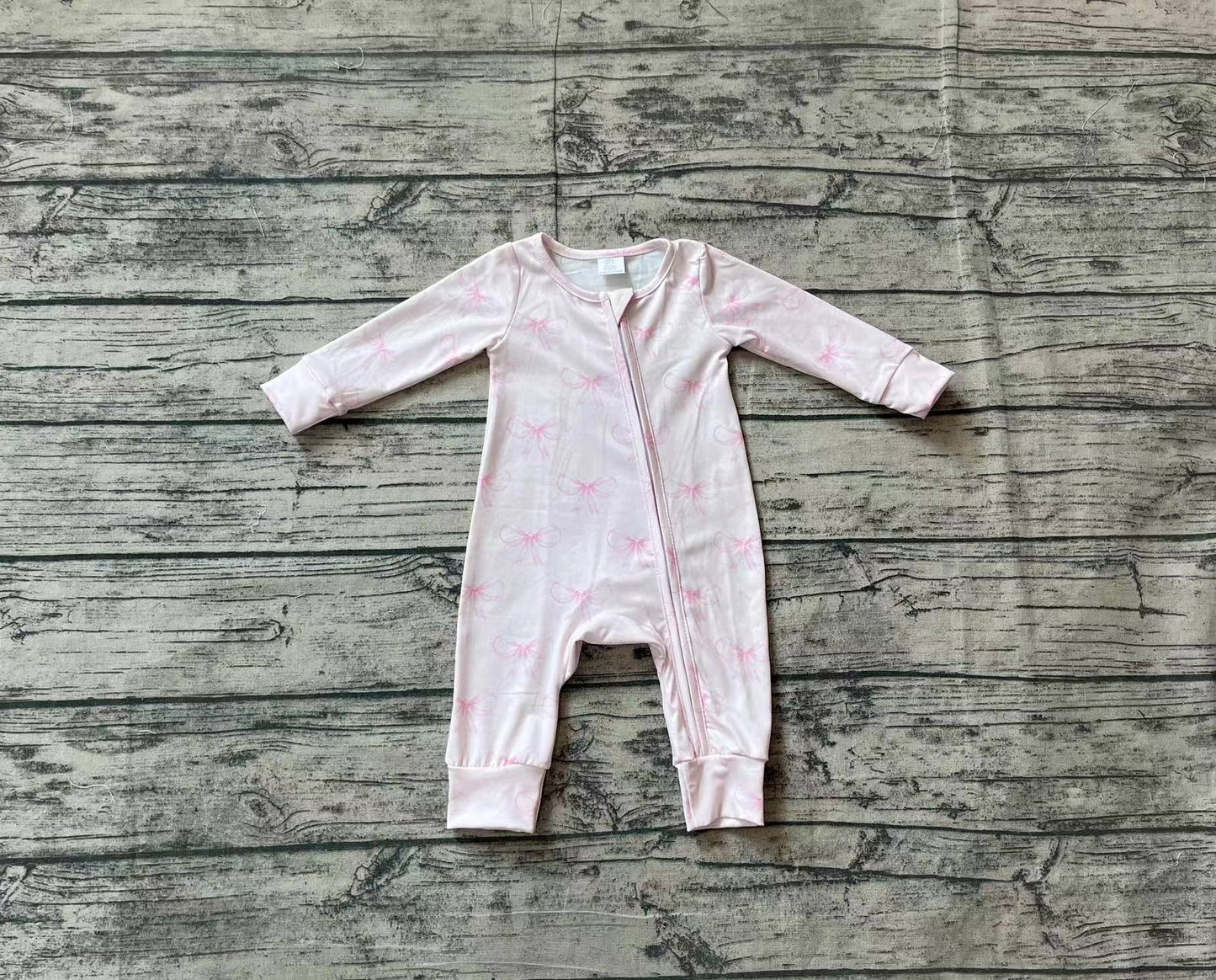 Baby Girls Pink Bow coquette Zip Romper Pre-order