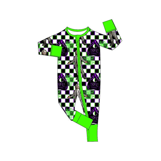 LR1630 Baby Boys Halloween Checker Long Sleeve Zip Romper Pre-order