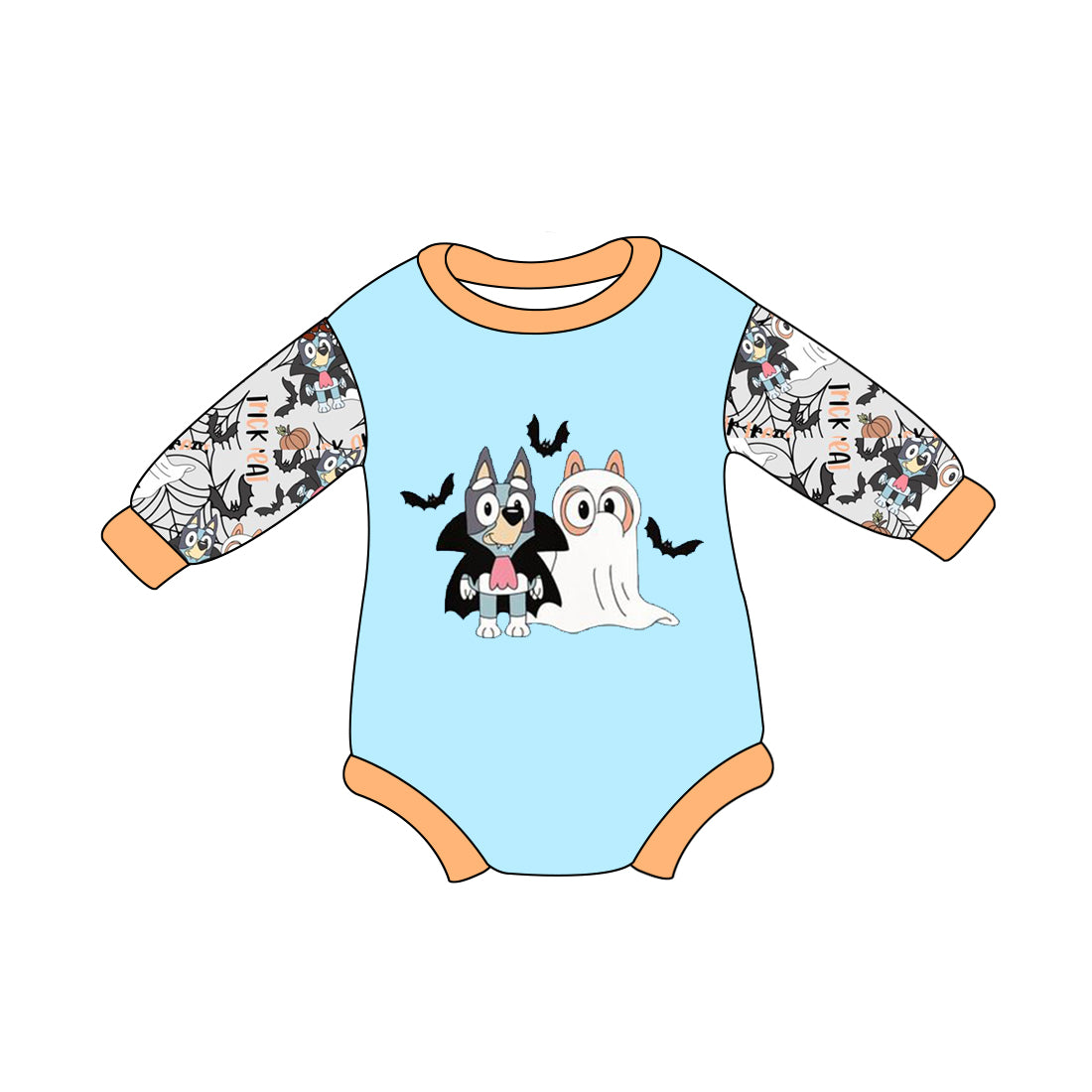 LR1631 Baby Boys Halloween Cartoon Dog Long Sleeve Bubble Romper Preorder