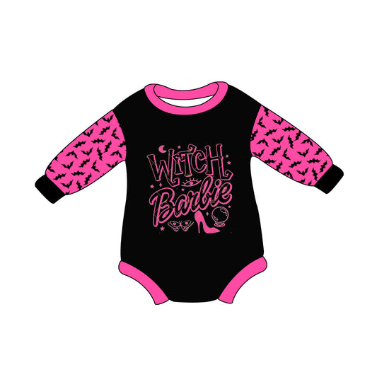 LR1634 Baby Girls Witch Pink Doll Long Sleeve Bubble Romper Pre-order