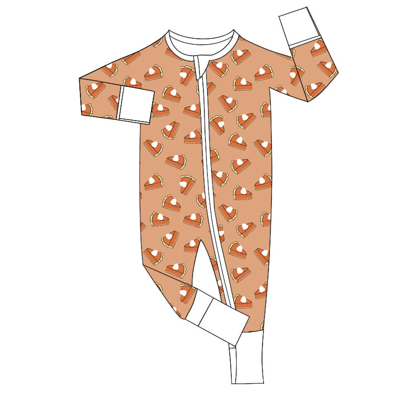 LR1643 Newborn Baby Boys Thanksgiving Pie Zip Romper Pre-order