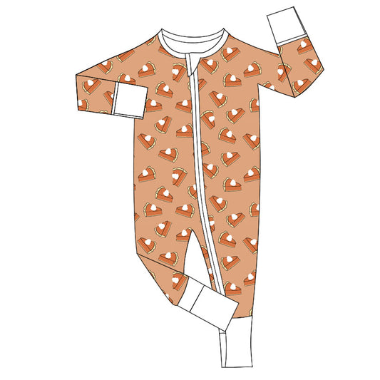 LR1643 Newborn Baby Boys Thanksgiving Pie Zip Romper Pre-order