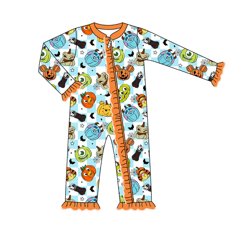 LR1651 Newborn Baby Girls Halloween Pumpkin Romper Pre-order