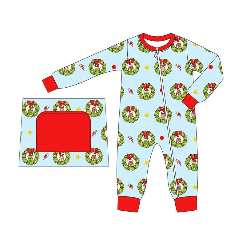 Baby Boys Christmas Green Face Romper Pre-order